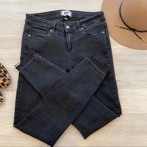 Paige verdugo ankle skinny jeans black raw hem 28